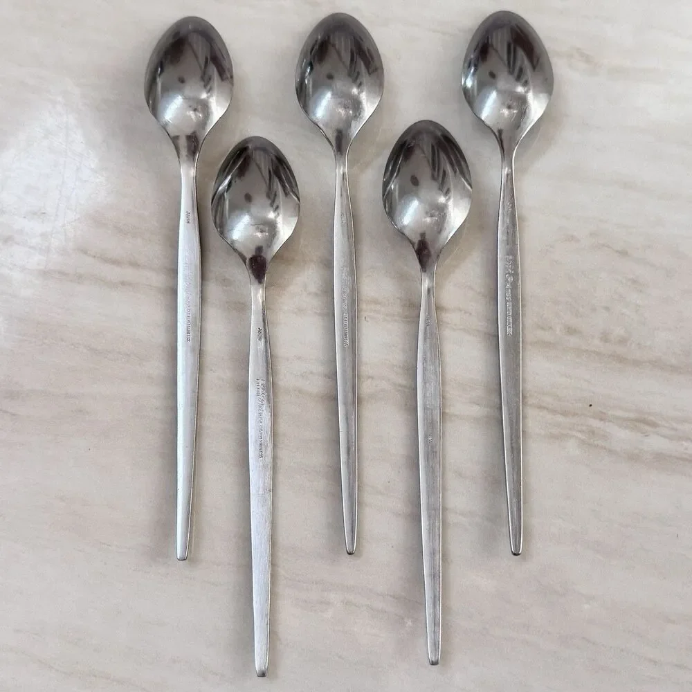 5pc EKCO Eterna Prince Stainless Iced Teaspoon 7 3/8” Satin Handle Japan